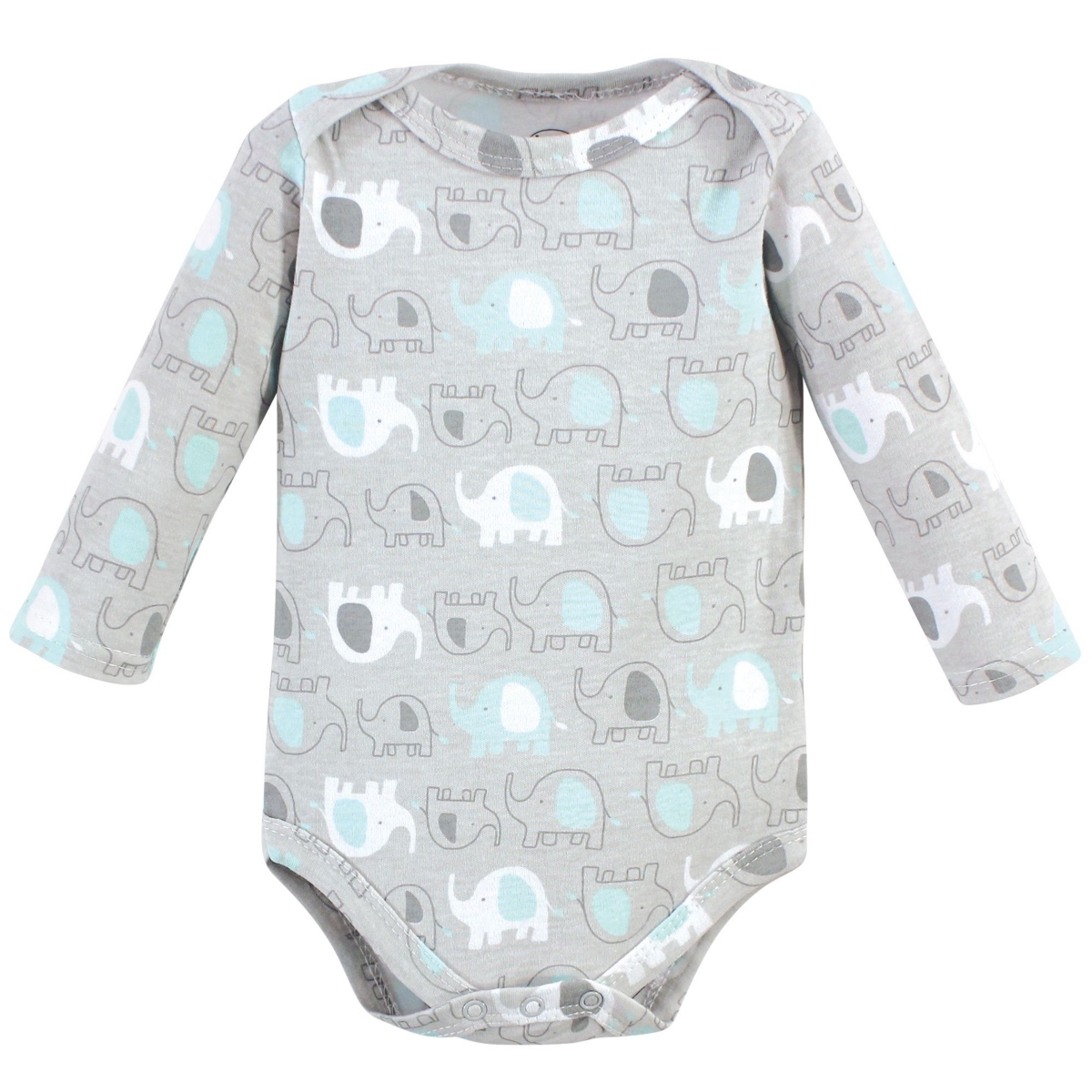 Luvable Friends Baby Boys Cotton Long-Sleeve Bodysuits 5pk, Basic Elephant