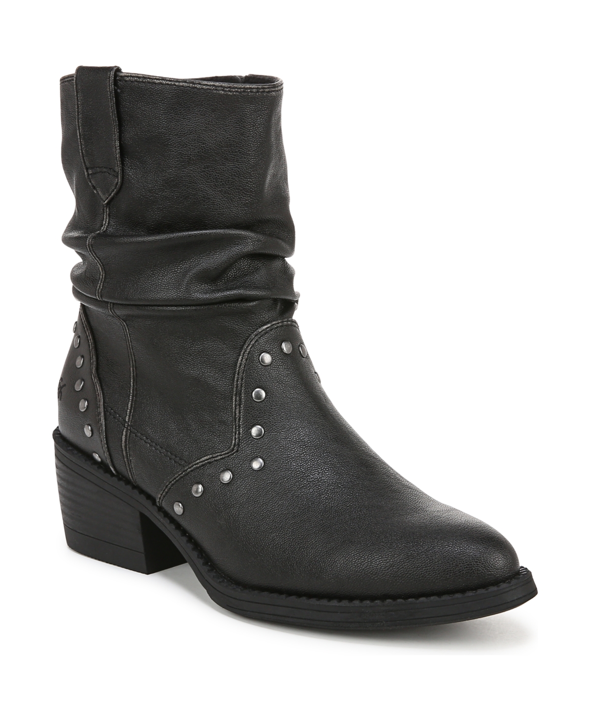 Blowfish Malibu Women's Rebel Western Booties - Black Distressed Faux Leather - Polyuret