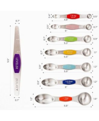 Set of 8 Stackable Magnetic Measuring Spoons with Leveler