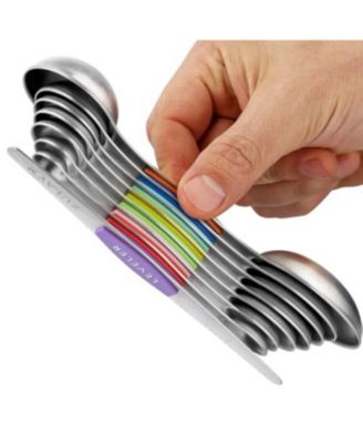 Set of 8 Stackable Magnetic Measuring Spoons with Leveler