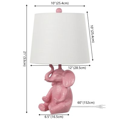 Kairi 21" Modern Shabby Chic Resin/Iron Happy Elephant LED Kids' Table Lamp with Phone Stand, White