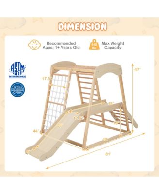6-in-1 Indoor Jungle Gym Wooden Playground Climber Playset for Kids 1+ Years