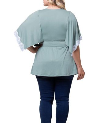 Plus Size Sarah Lace Trim Peplum Top