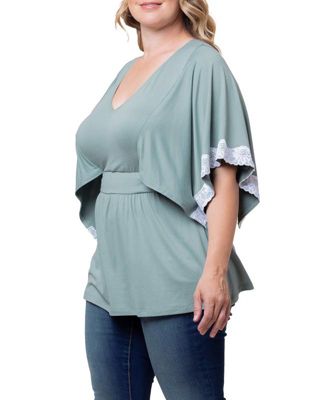 Plus Size Sarah Lace Trim Peplum Top