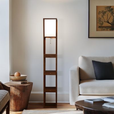 Maxwell Drawer 72" LED Shelf Floor Lamp with Lantern Shade