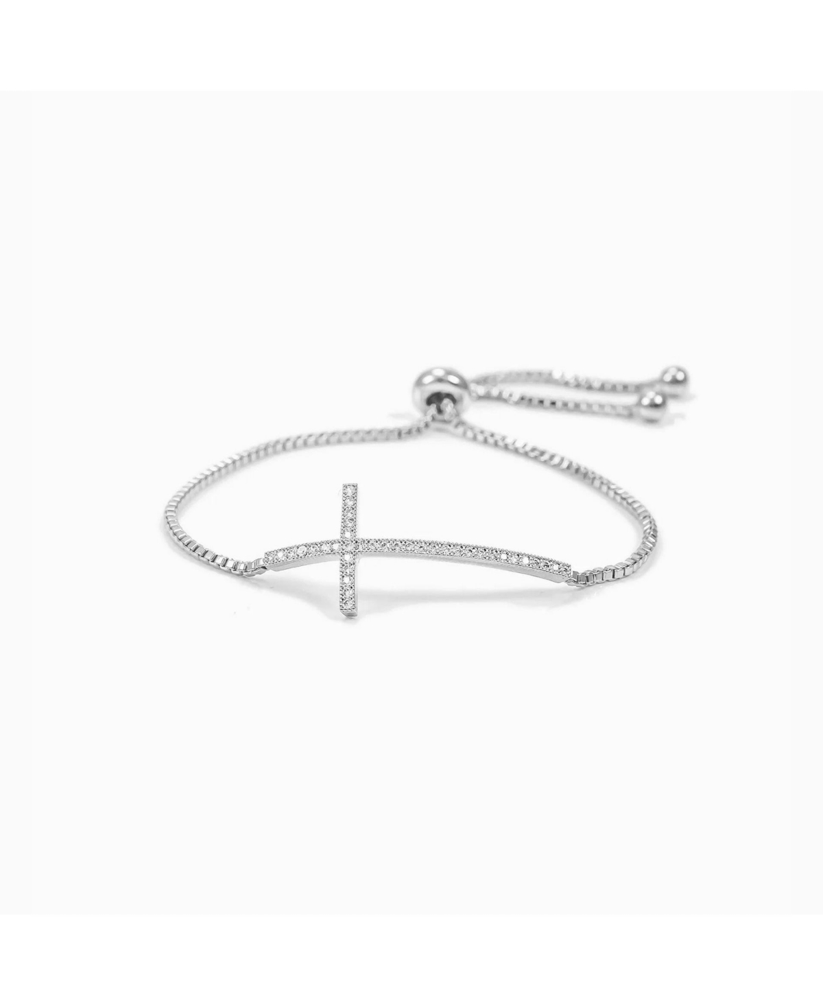 Horizontal Cross Adjustabel Bracelet - Silver