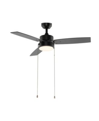 Blair 42" 1-Light Modern Minimalist 3-Speed Iron Height Adjustable Integrated LED Ceiling Fan with Pull Chains, Black
