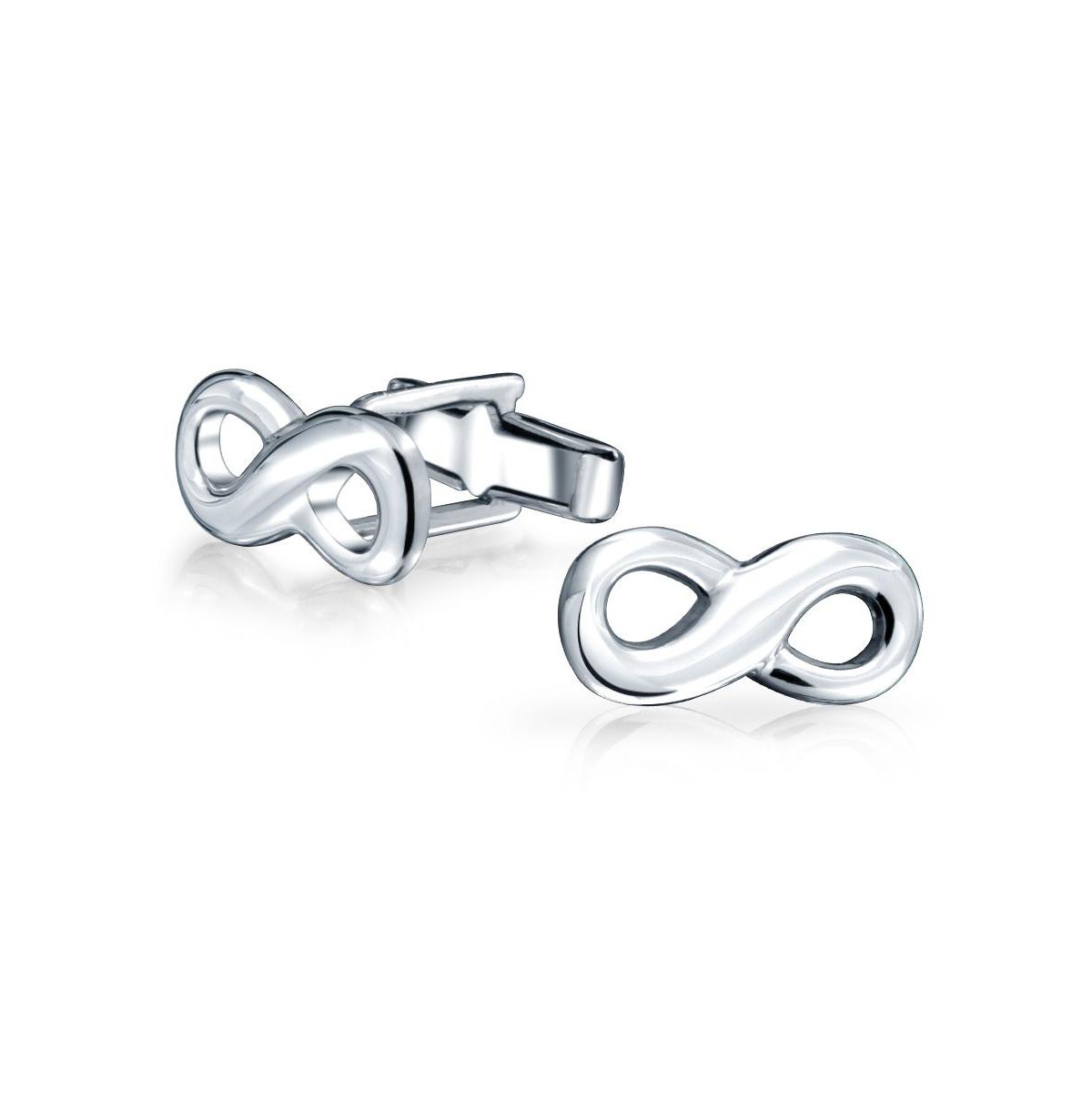 Мужские аксессуары Bling Jewelry .925 Sterling Silver Forever Love Infinity Cufflinks Groom Gift Hinge Back — фото 1