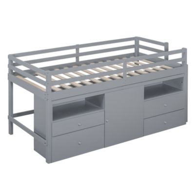  Loft Bed with Storage and Shelves