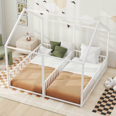 Metal Twin Size House Platform Beds, Two Shared