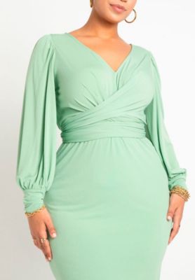 Women's Plus Size Cross Front Midi Dress