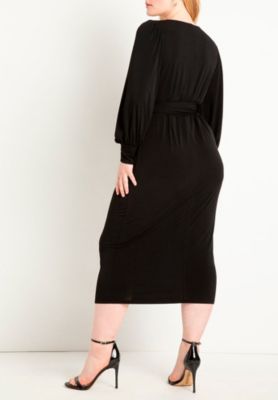 Women's Plus Size Cross Front Midi Dress