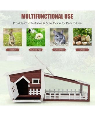 62 Inch Wooden Rabbit/Dog Hutch with Pull Out Tray
