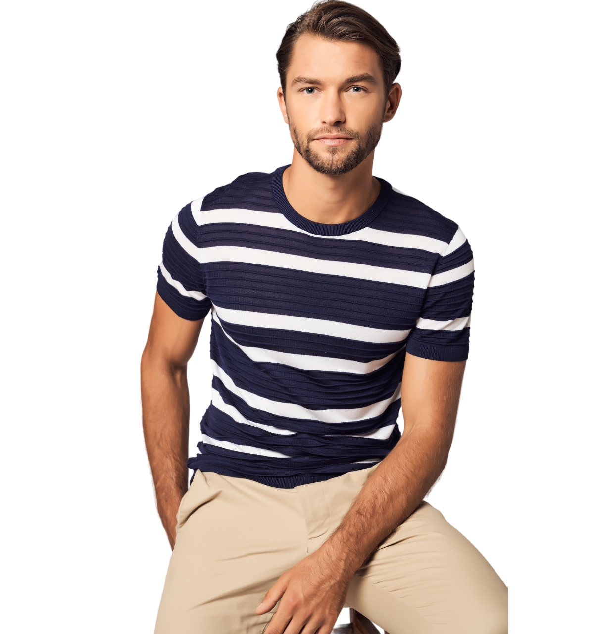 Men's Bellemere Striped Short-Sleeve T-Shirt - Dark Blue