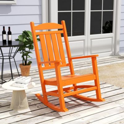 3 Piece Outdoor Porch Rocking Chairs with Round Side Table Set