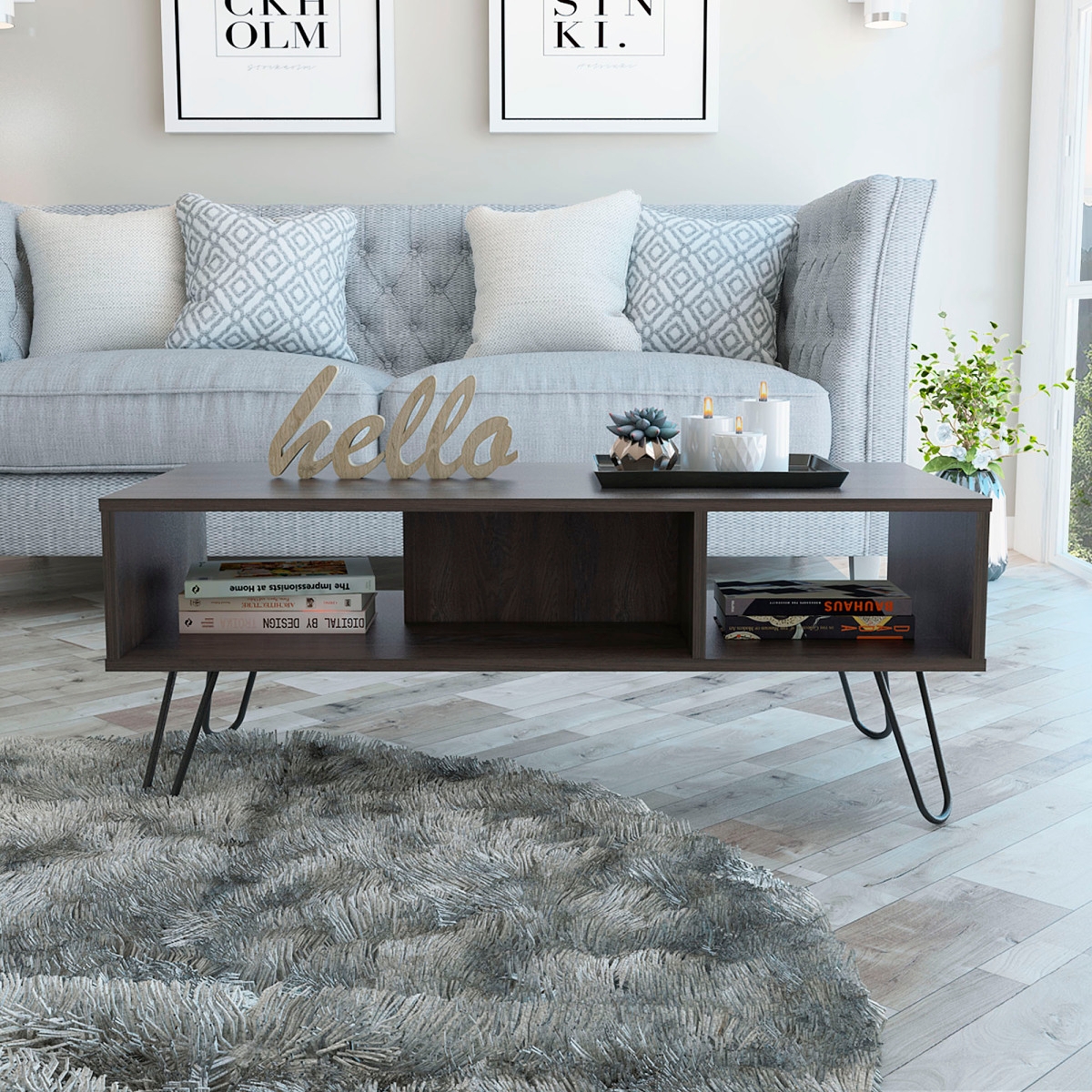 Streamdale Furniture Newport Rectangle 2-Shelf Coffee Table