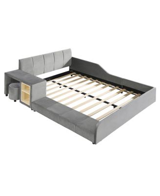 Upholstered Mother & Child Bed Set with Desk & Stool