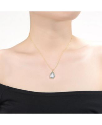 Unique Pear-shaped Pendant Necklace with Colored Cubic Zirconia