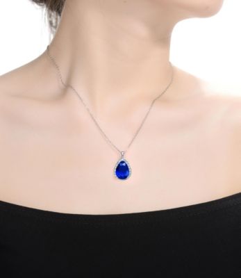 Unique Pear-shaped Pendant Necklace with Colored Cubic Zirconia
