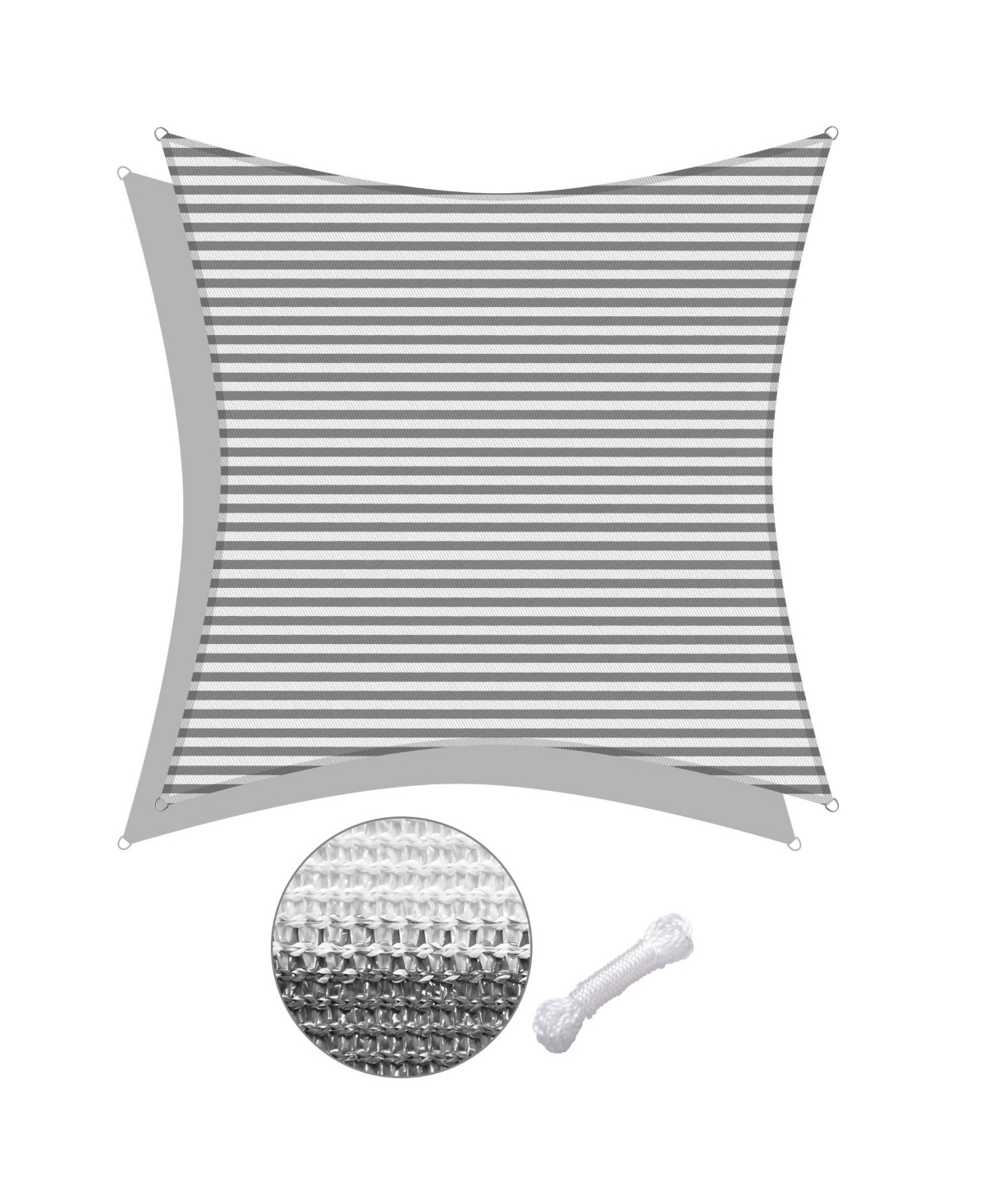 16x16 Ft 97% Uv Block Square Sun Shade Sail Hdpe Canopy Patio Park Backyard - Gray+white