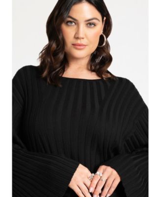 Women's Plus Size Wide Sleeve Maxi Sweater Dress