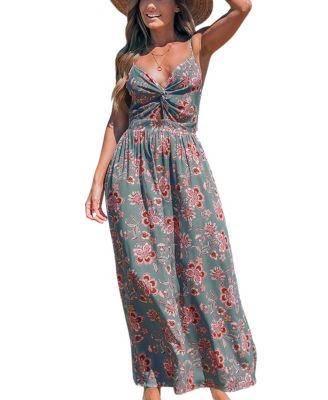 CUPSHE Women s Pink Floral Sweetheart Twist Keyhole Maxi Beach Dress Macy s