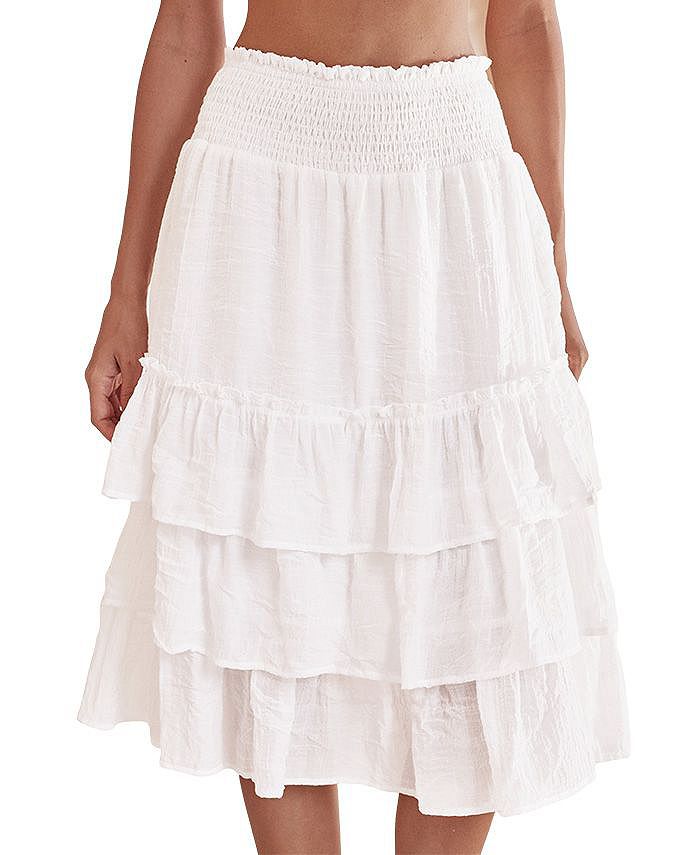 Smocked waist tiered skirt