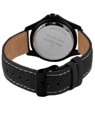 Men's 40mm Military Dial Sport Watch with Black Canvas Strap