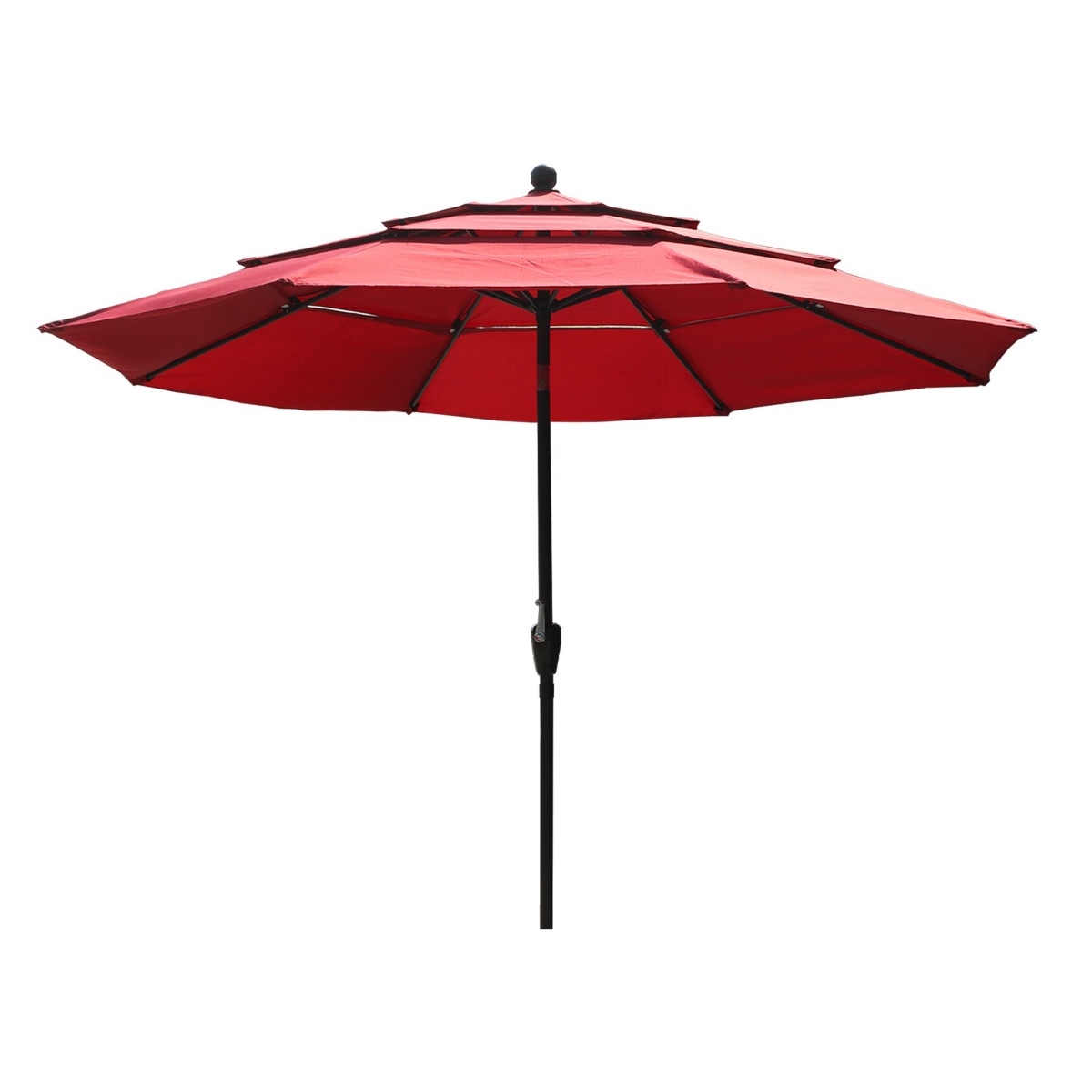 Mondawe 10 ft 3-Tier Outdoor Patio Market Umbrella with Double Air Vent and Push Button Tilt