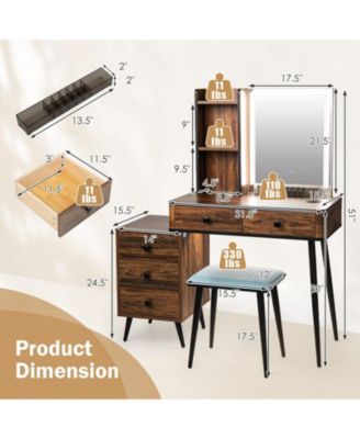 Vanity Makeup Table Set with Lighted Mirror