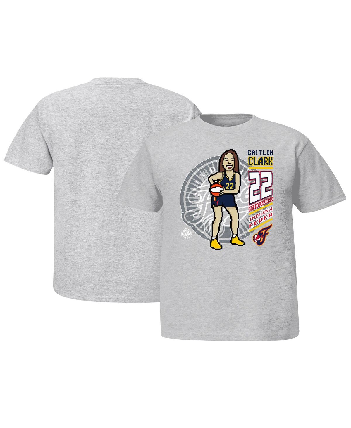 Stadium Essentials Youth Caitlin Clark Heather Gray Indiana Fever Player 8-bit T-shirt