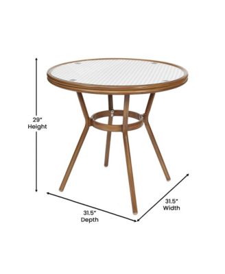 Celia Bistro Style Table With Glass Top, Pe Rattan, 2 Stack Chairs, And Bamboo Finished Metal Frame For Indoor/Outdoor Use