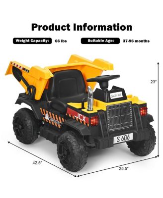 12V Kids Ride On Dump Truck with Electric Bucket and Dump Bed