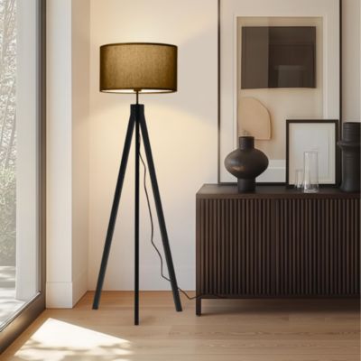Eden 58" LED Traditional Tripod Floor Lamp with Fabric Drum Shade