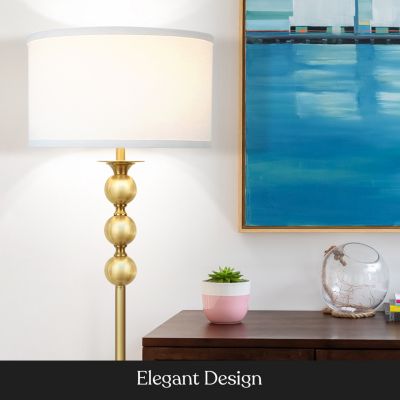 Riley 60" Modern Gold LED Floor Lamp with Classic Drum Shade