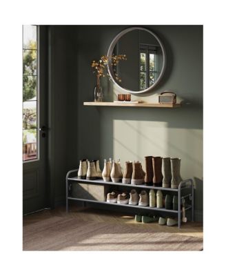 Multi Tier Shoe Rack, Shoe Organizer, Fabric Shoe Shelf Storage, Height-Adjustable Shoe Rack, 2 Tier