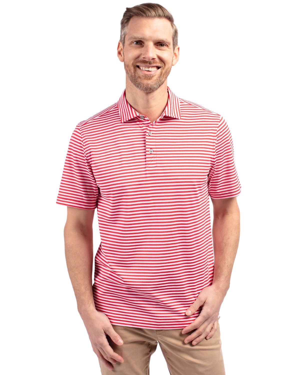 Virtue Eco Pique Stripe Recycled Mens Big and Tall Polo Shirt - Tour blue