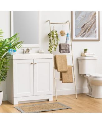 USA Free-Standing Clothing Rack, Clothes Organizer, Ladder Style, Metal Garment Rack, White