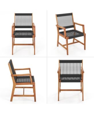 3 Pieces Acacia Wood Patio Conversation Sets with Armchairs Coffee Table
