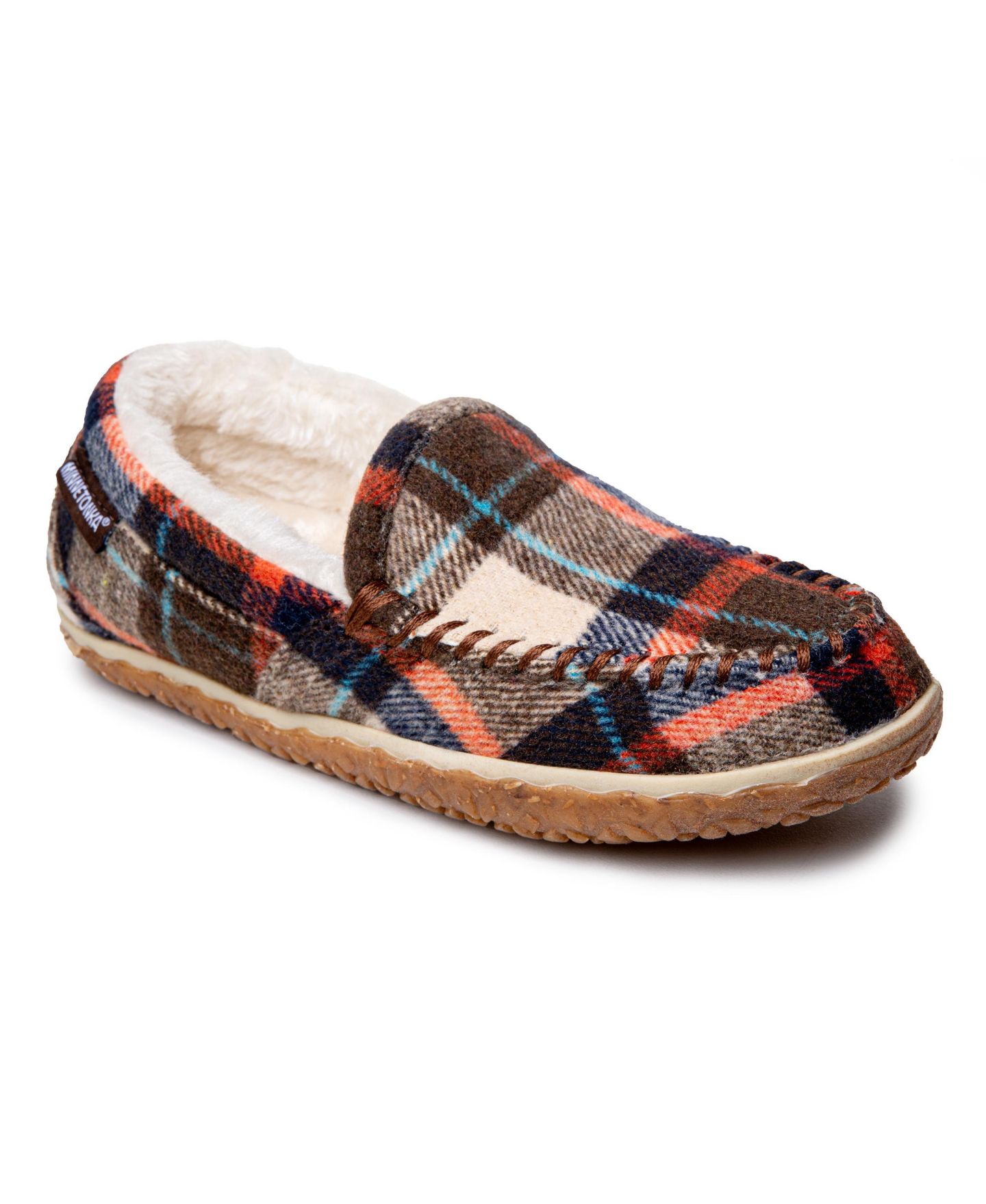 Женские тапочки Minnetonka Tempe Slippers, цвет: Коричневый клетчатый — фото 1