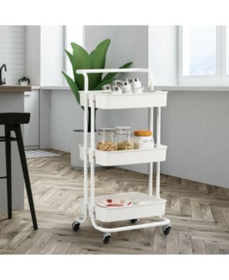 3-Tier Utility Cart Storage Rolling Cart with Casters