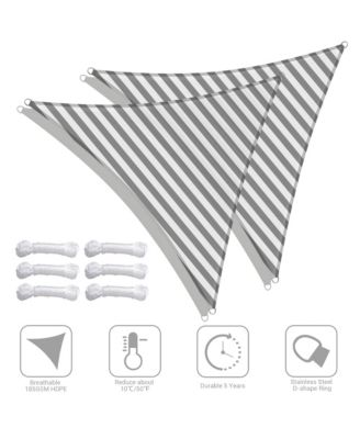 2 Pack 7 Ft 97% UV Block HDPE Triangle Sun Shade Sail Canopy Outdoor Poolside