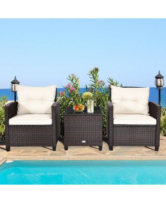 SUGIFT 3 Pieces Rattan Patio Furniture Set with Washable Cushion
