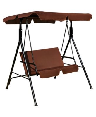 2 Person Weather Resistant Canopy Swing for Porch Garden Backyard Lawn