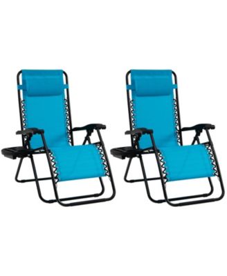 2 Pieces Folding Lounge Chair with Zero Gravity