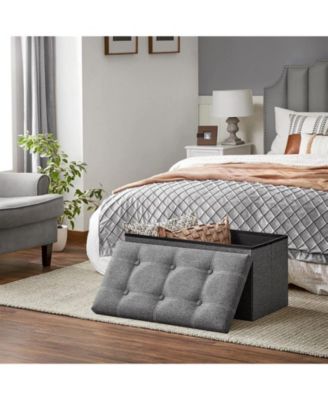 Storage Ottoman Bench, 21 Gal. Folding Chest, Bed End Stool, Footstool With Breathable