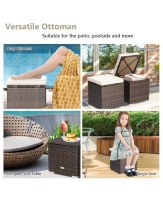 2 Pieces Patio Ottoman with Hidden Storage Space