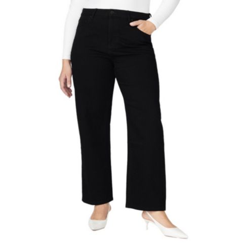 Женские джинсы ELOQUII The Naomi Comfort Stretch Straight Leg, цвет: Чёрный
