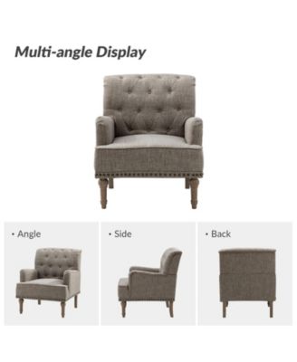 Mcgavock Traditional Wooden Upholstered Accent Chair with Tufted Back