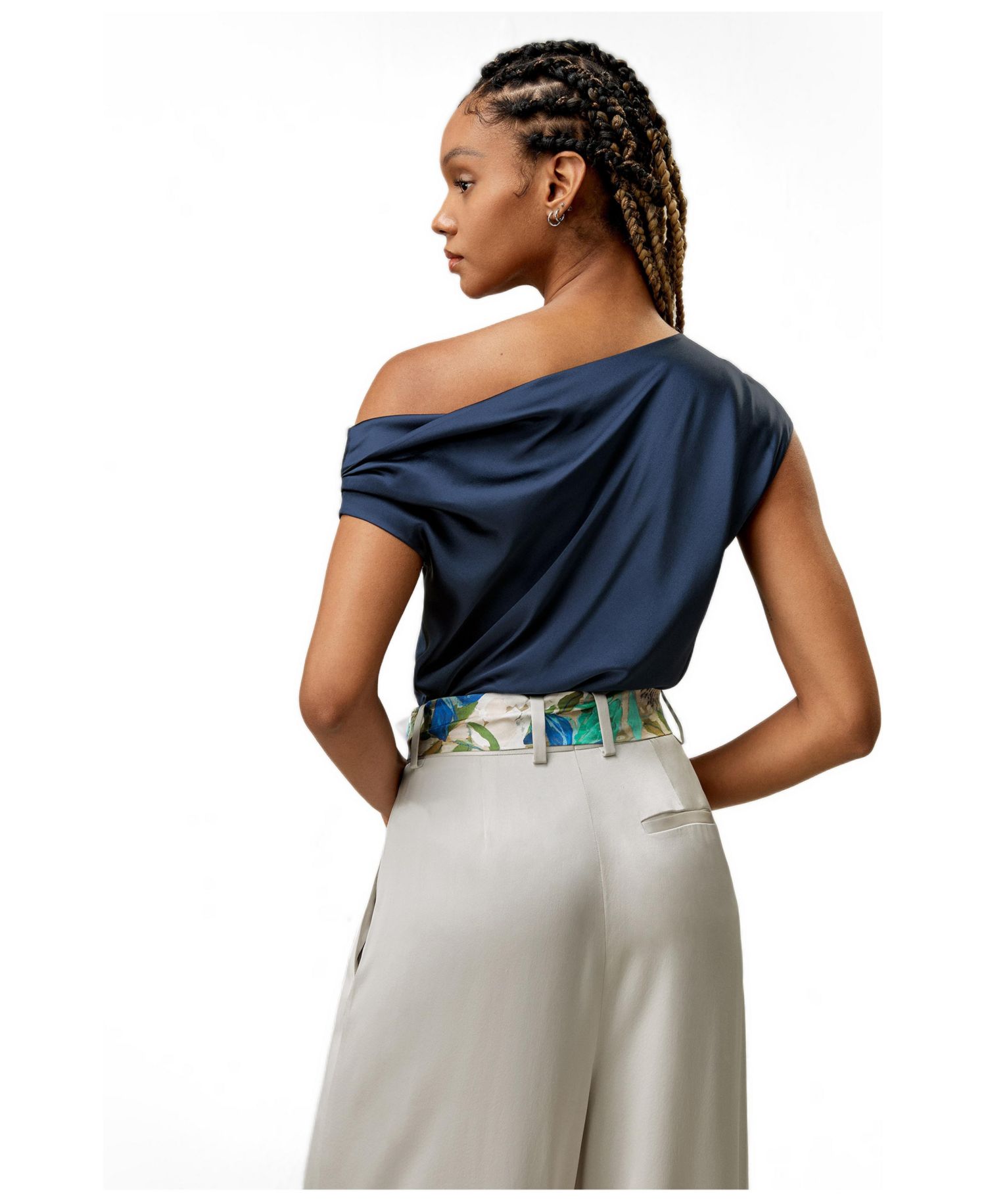 Women's Boat Neck Regular Fit Silk Top